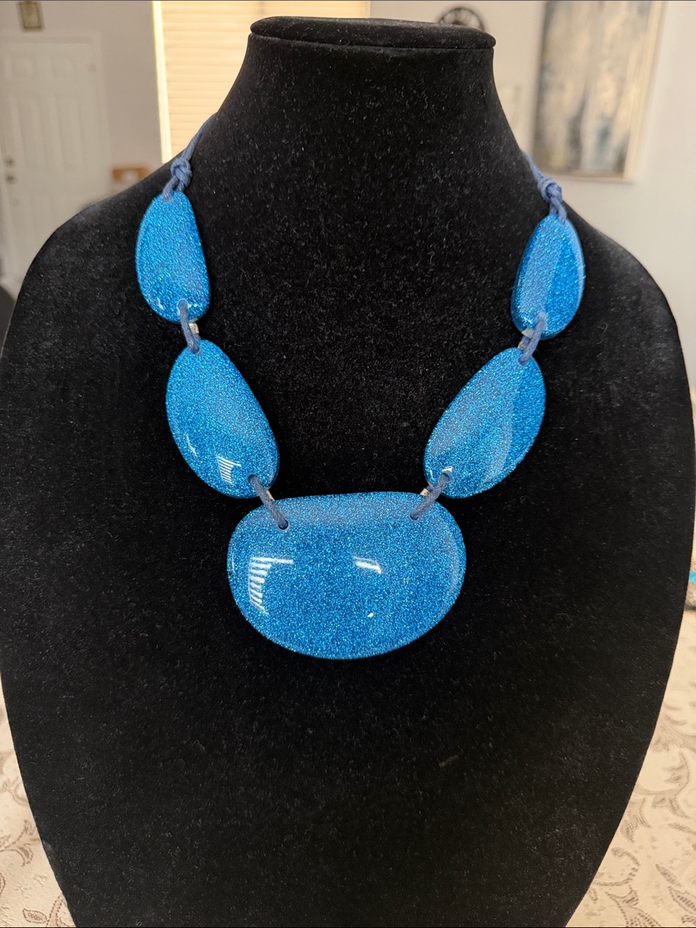 Blue Statement Resin Necklace